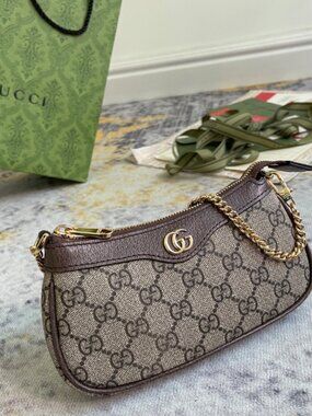 Gucci Beige Brown Coated Canvas Ophidia Mini Bag